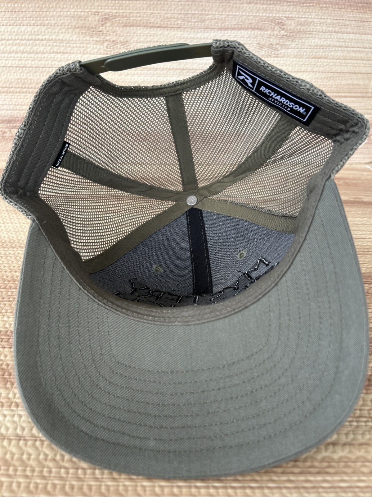 Richardson Mystery Ranch Olive & Black Trucker Hat Mesh Snap-Back J6