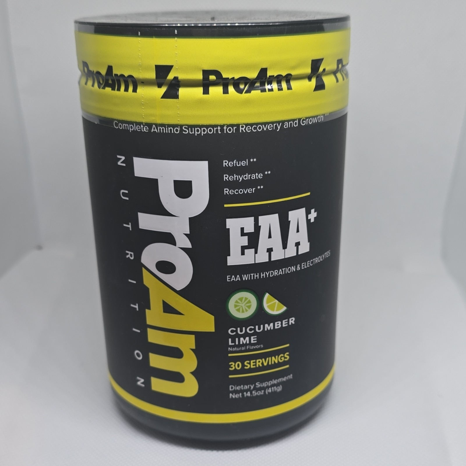 ProAm Nutrition EAA+ Powder L-Leucine L-Valine Cucumber Lime 30 Servings