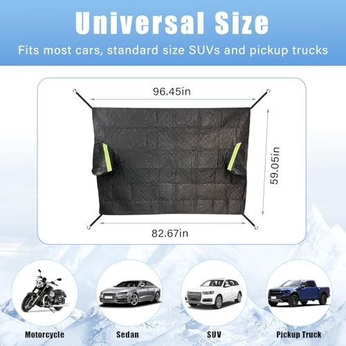 Car Windshield Snow Cover, 5 Layers Magnetic Auto Windshield Protector Black