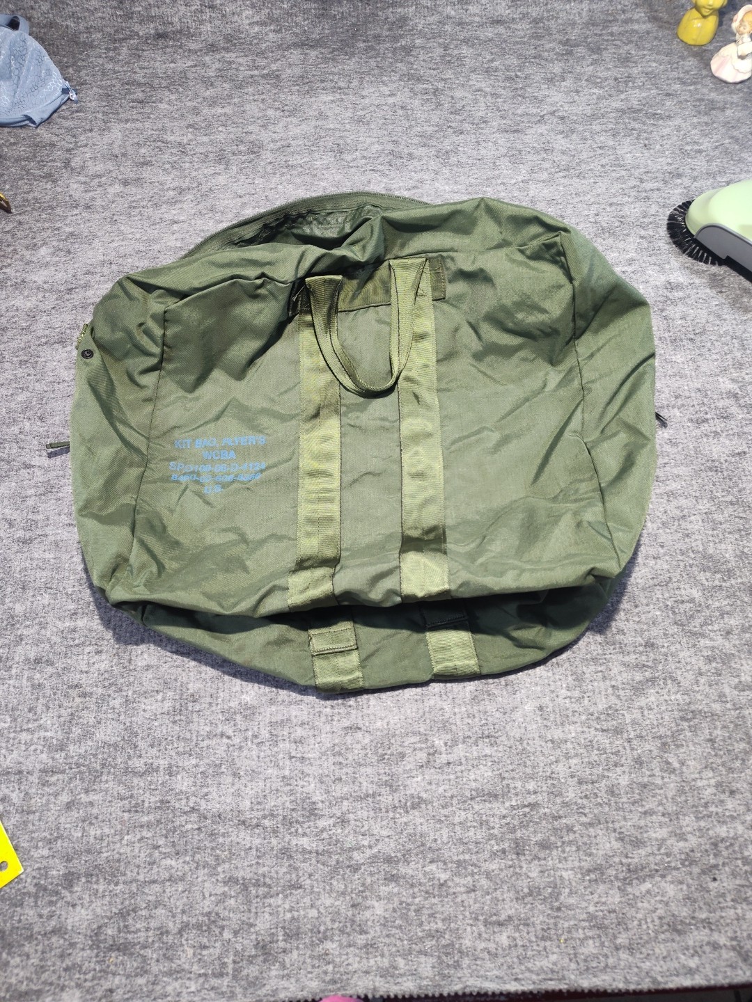 Military A-3 Flyer's Kit Bag Pilots Flight Duffel OD Green Nylon VGC full zip