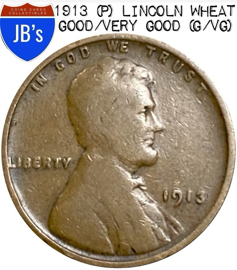 1913 (P) Lincoln Wheat Cent Penny 1c - Good/Very Good (G/VG)
