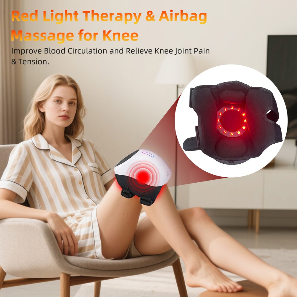 Wireless Knee Wrap Massager Red Light Therapy Multiple Mode for Stiffness Relief