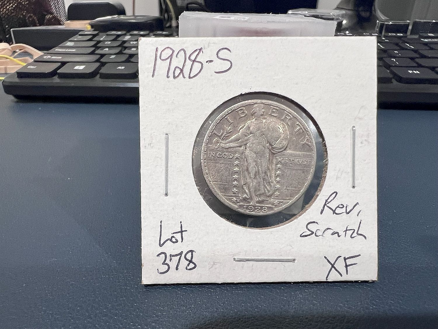 1928-S Standing Liberty Quarter Reverse Scratch Details (H)