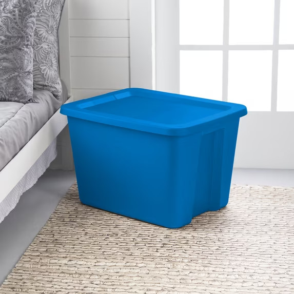 Large Storage Bin, 18 Gallon Plastic Storage Container with Snap-On Lid, Pink