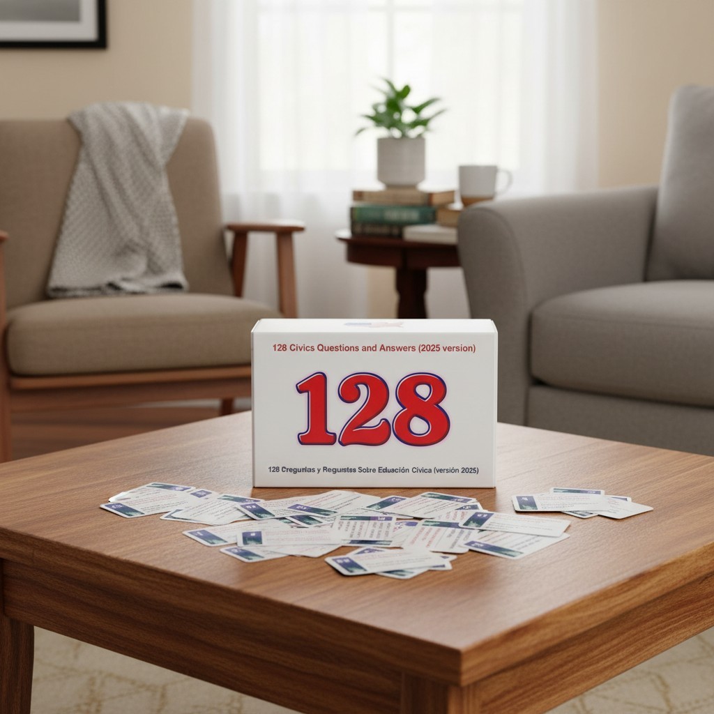 US Citizenship Flash Cards 2026 - 128 Bilingual Civics Study Set for Adults
