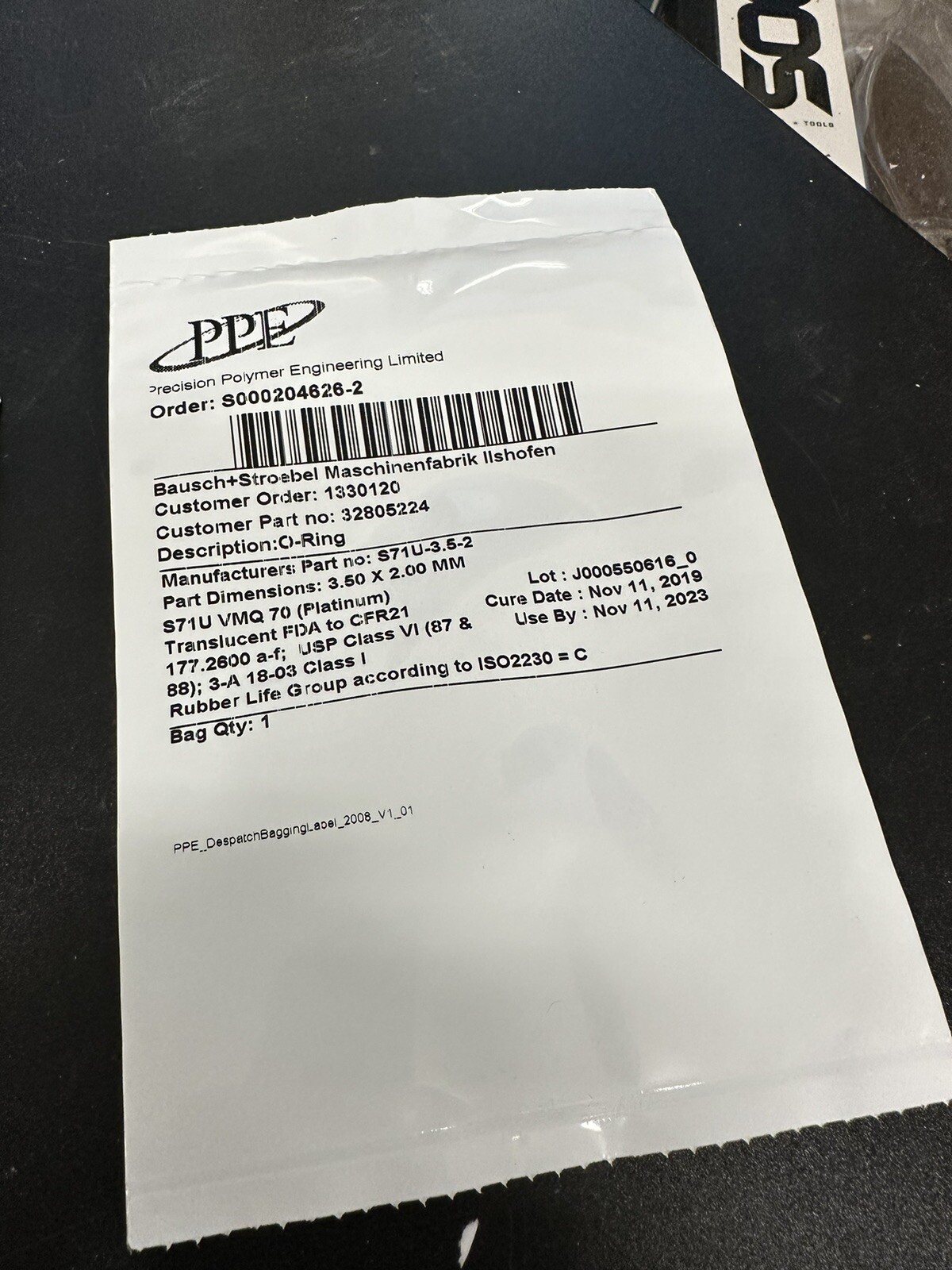 Precision Polymer Engineering O-Ring S71U-3.5-2