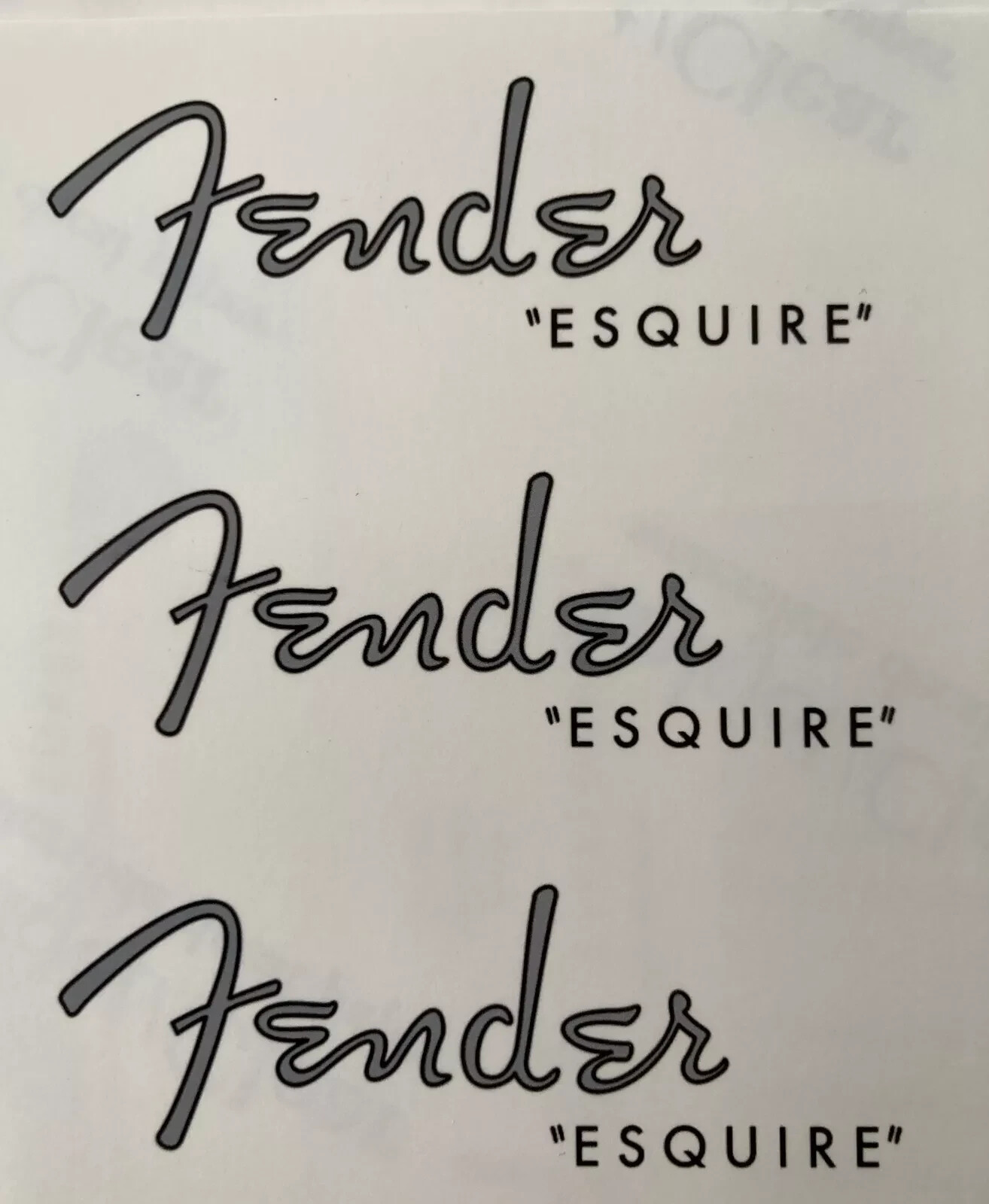 50s/60s Fender Esquire Waterslide Headstock Decal (3 pc Silver)
