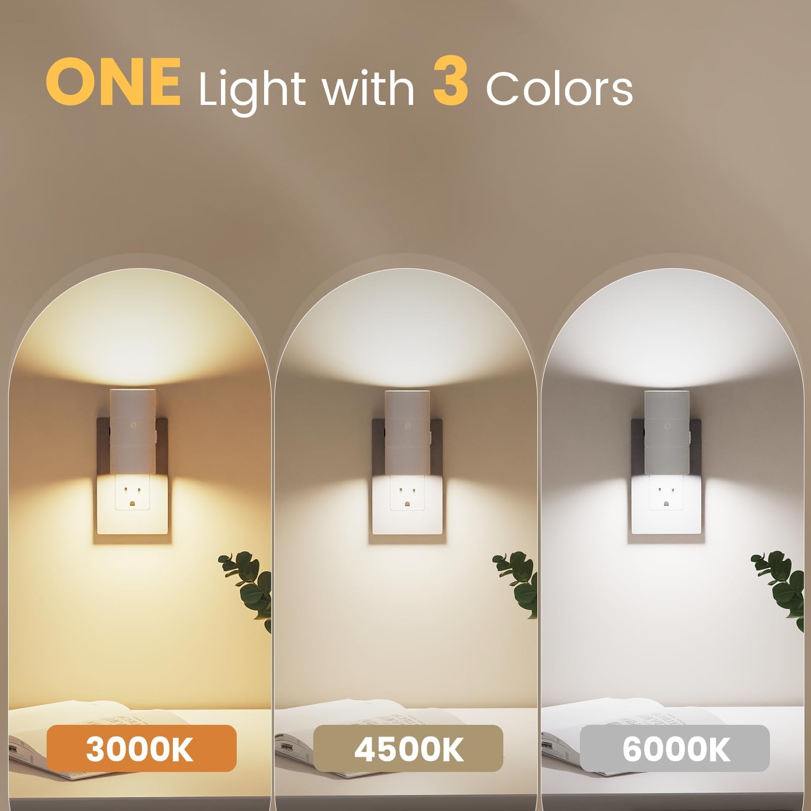 Night Lights Plug into Wall, Dimmable LED Nightlight with Dusk to Dawn Light ...