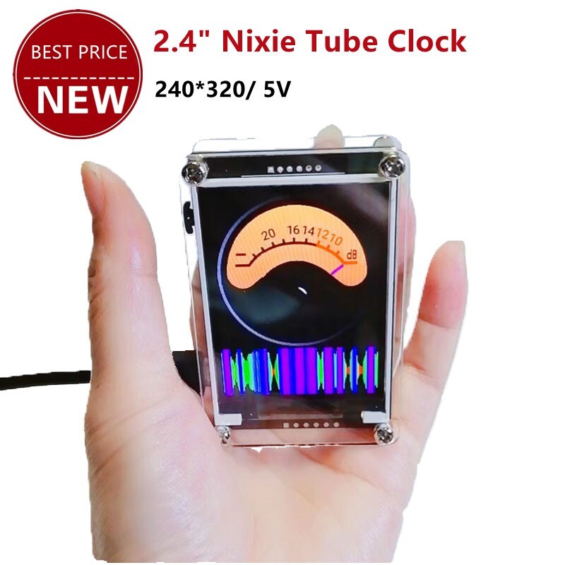 GEEKTONE 2.4" Nixie Tube Clock VU Meter Voice-Controlled Music Spectrum Display