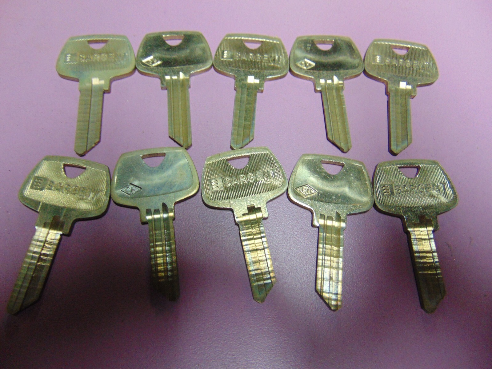 10  KEYS ORG. SARGENT  CH  5  PIN KEYS BLANKS UNCUT       LOCKSMITH