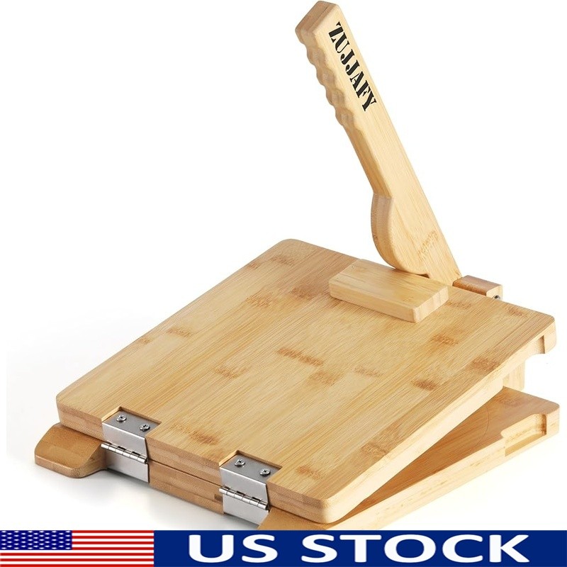 Wooden Tortilla Press Easy Operation W/ Reinforced Hinges 50 Pcs Paper Included