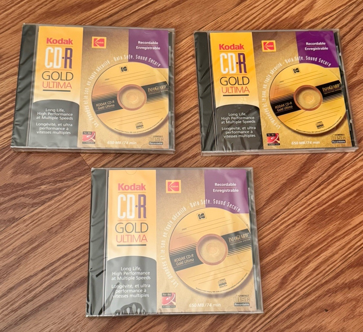 3 Kodak CD-R GOLD Ultima 650MB/74min BRAND NEW Sealed INFOGUARD Protection BLANK
