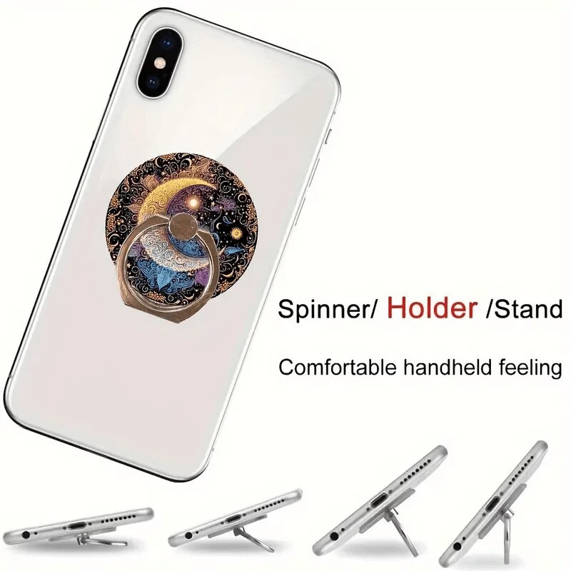 Star Moon Adjustable Cell Phone Ring Holder Universal Ring Grip 360 Rotation New