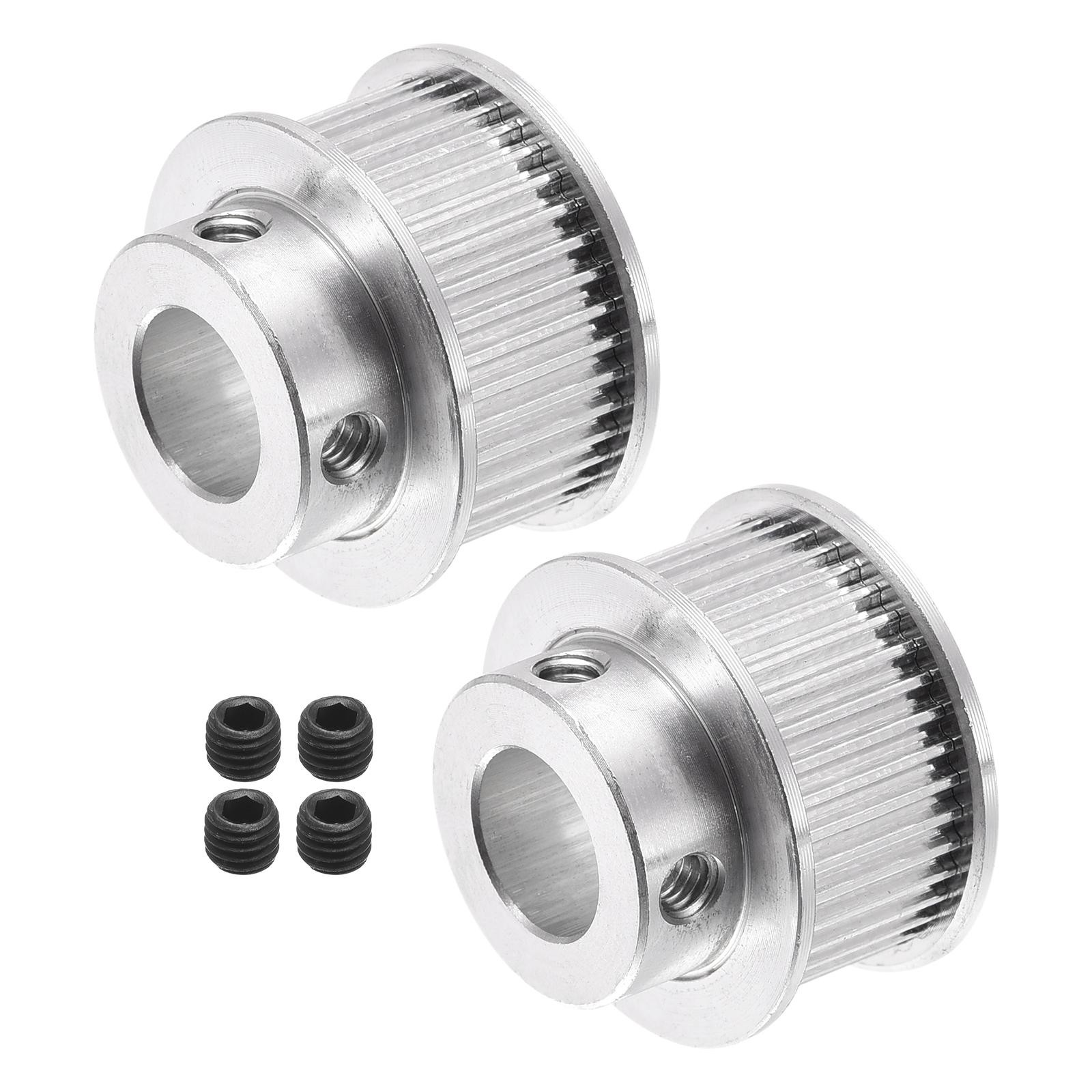 40 Teeth 10mm Bore Timing Pulley Synchronous Wheel Silver, Pack of 2