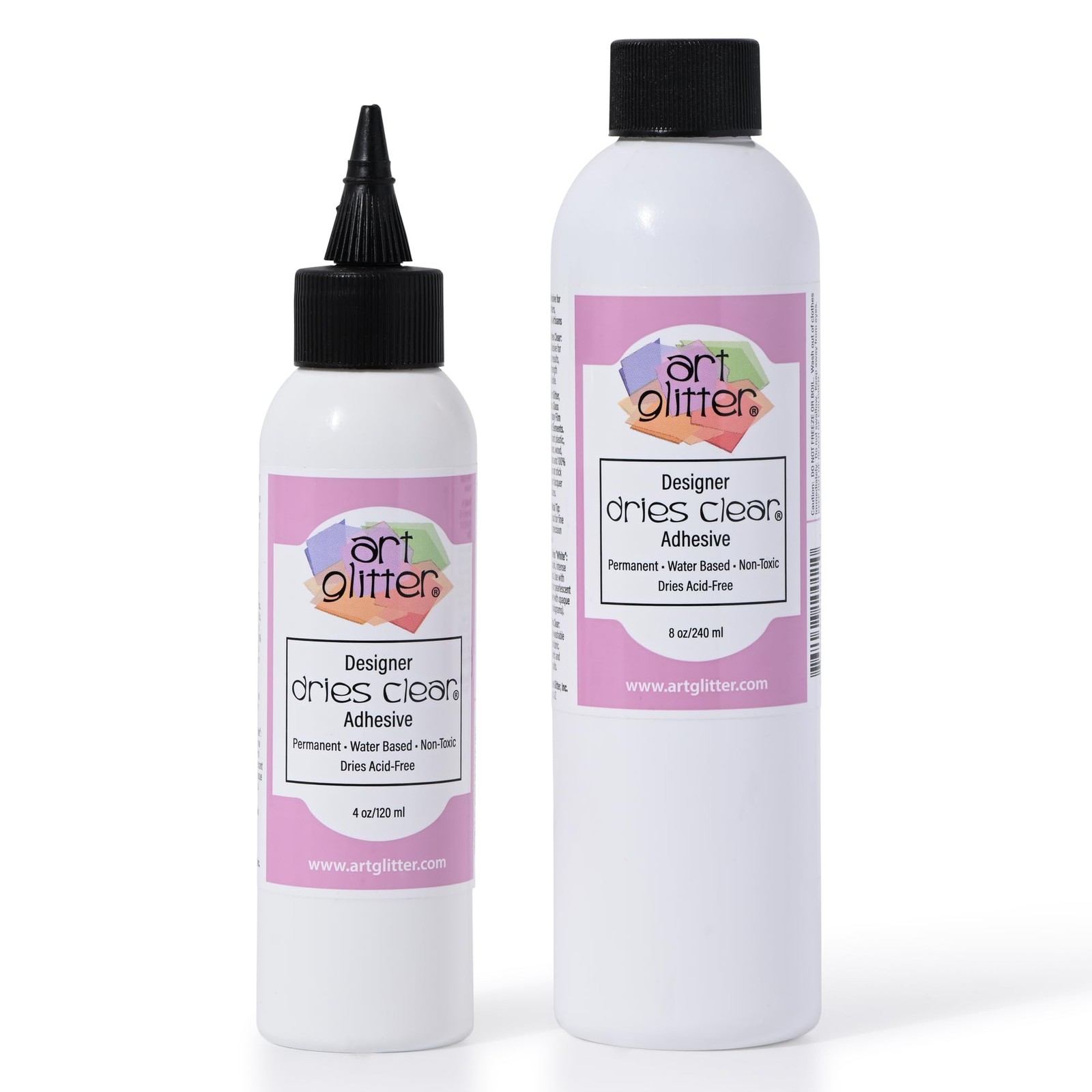 Art Institute Glitter Designer Dries Clear Glue Bundle, 8oz Refill & 4oz Bott...