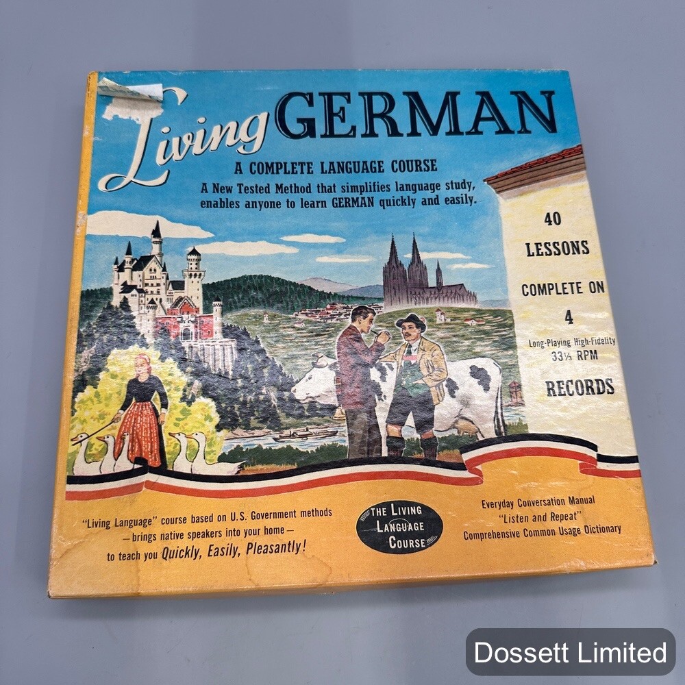 Living German A Complete Language Course Vinyl 4 lp Records 40 Lesson1956 Sealed