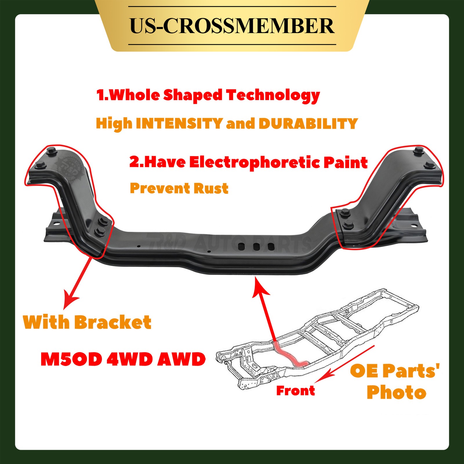 87-96 Manual Transmission Crossmember For Ford F150 250 350 M5OD 5 Speed 4WD
