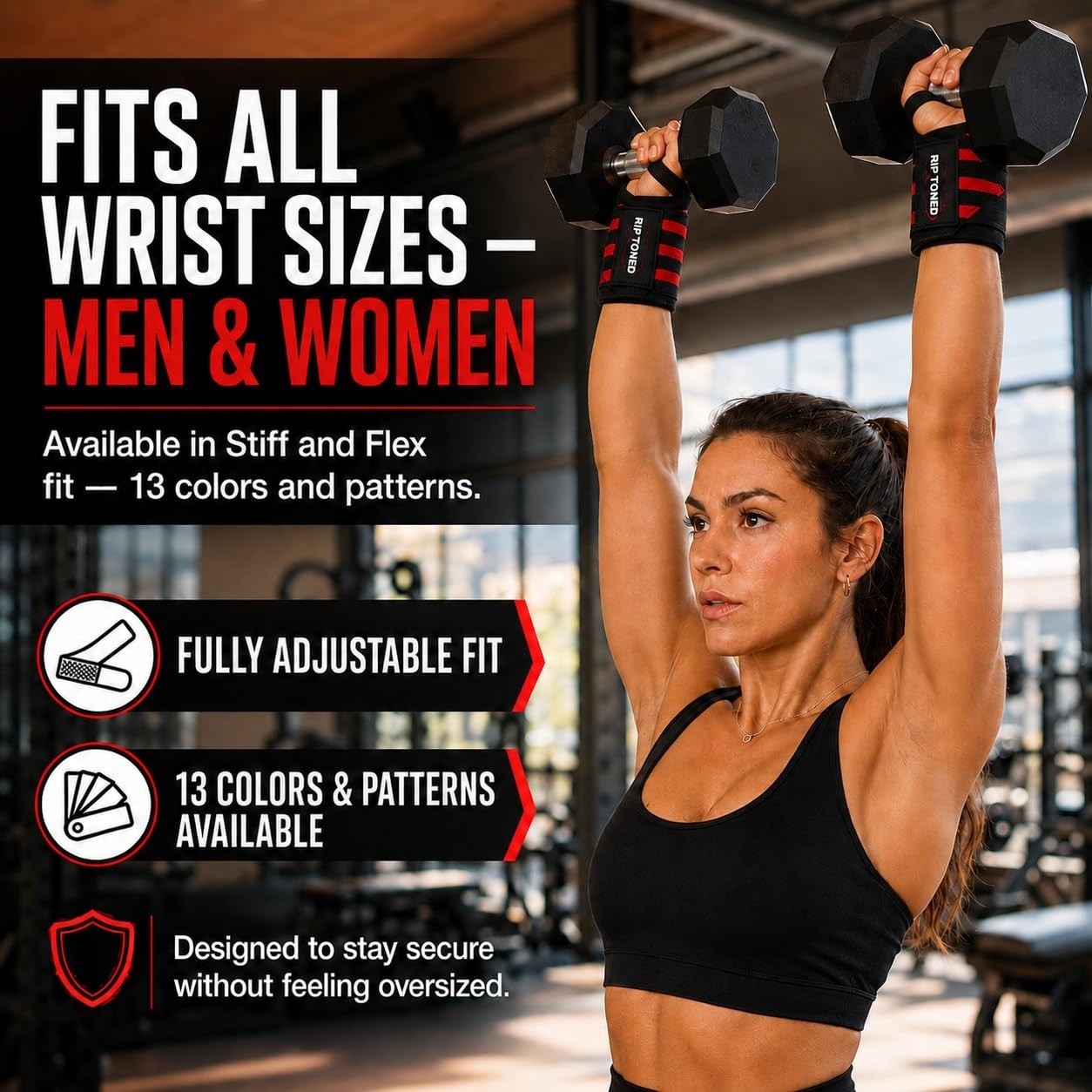 18" Weightlifting Wrist Wraps - Stiff/Flex Options, Thumb Loop, Max Support for