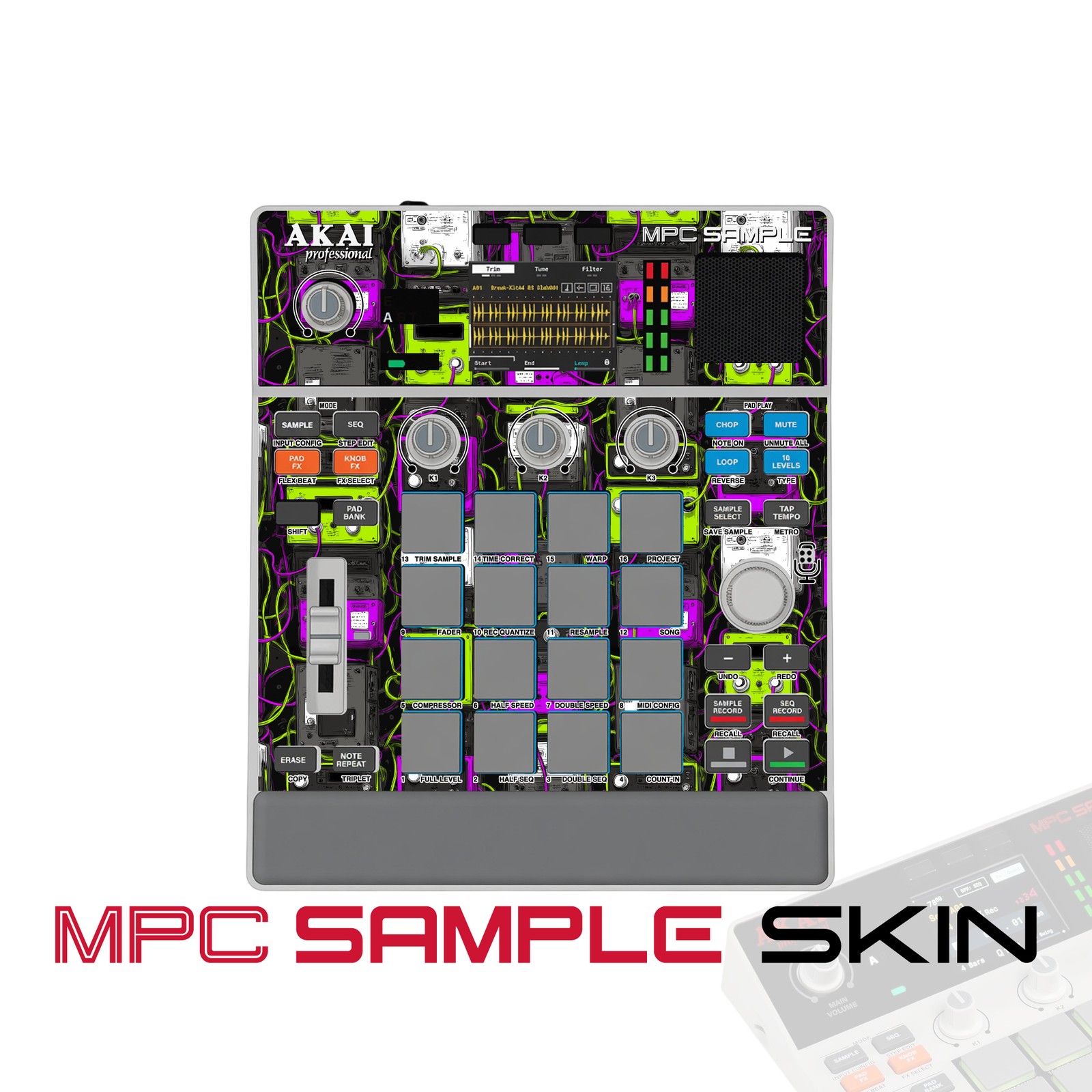 Akai MPC Sample Skin / acid neon vines