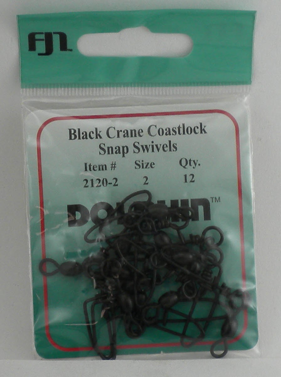 FJ Neil 2120-2 Dolphin Black Coastlock Snap Swivel 12ct Size 2