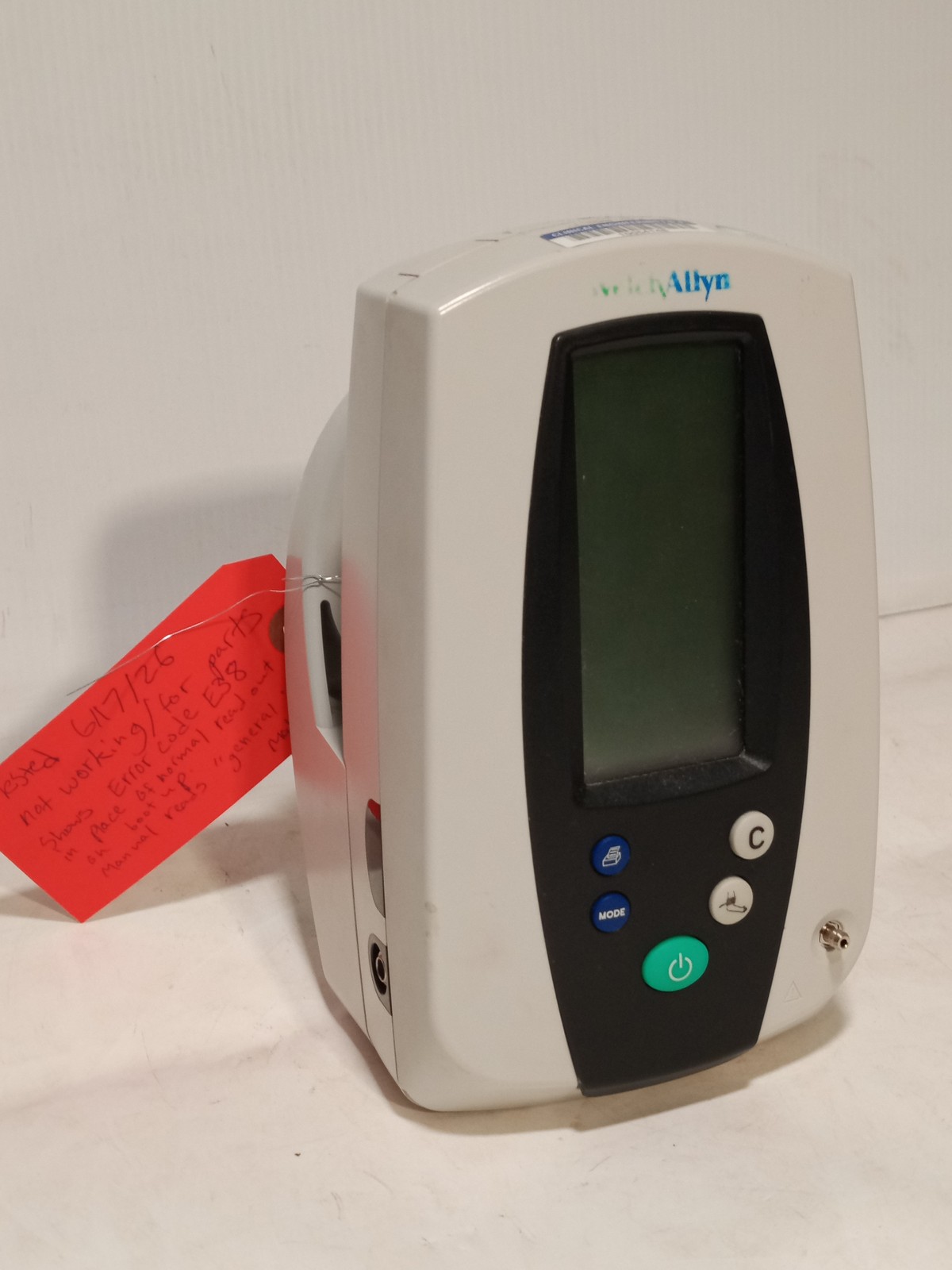 Welch Allyn 420 Series Spot Vital Signs Monitor For Parts Error E38 as shown