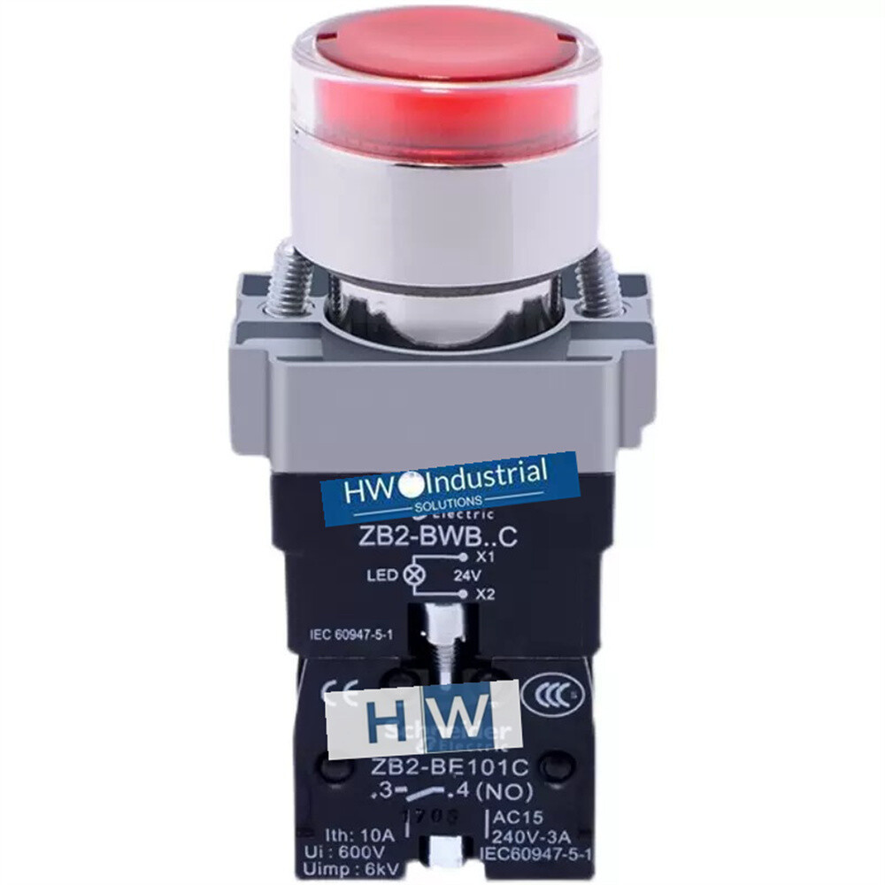2/Piece NEW XB2BW34B1C XB2-BW34B1C 24V Red with Light Self Reset Button Switch