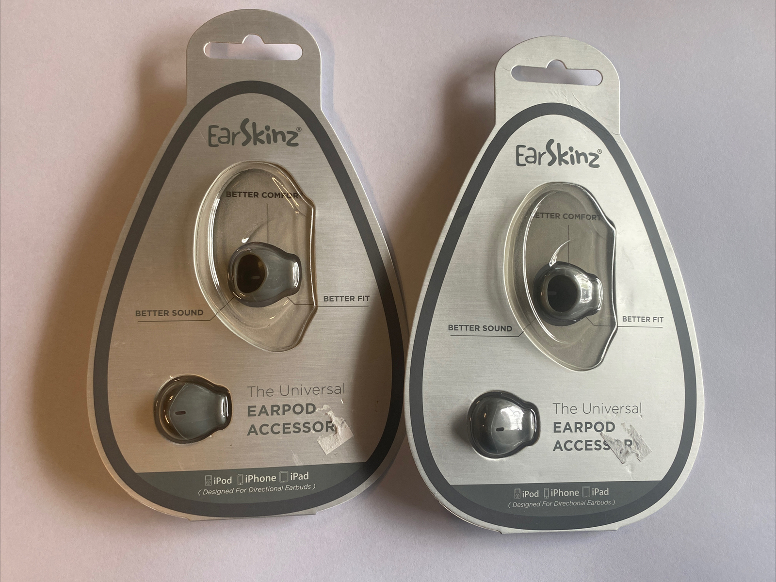 2 pair EarSkinz Ear Covers (ES2) Designed for Apple EarPods Pod Wired Dark Gray