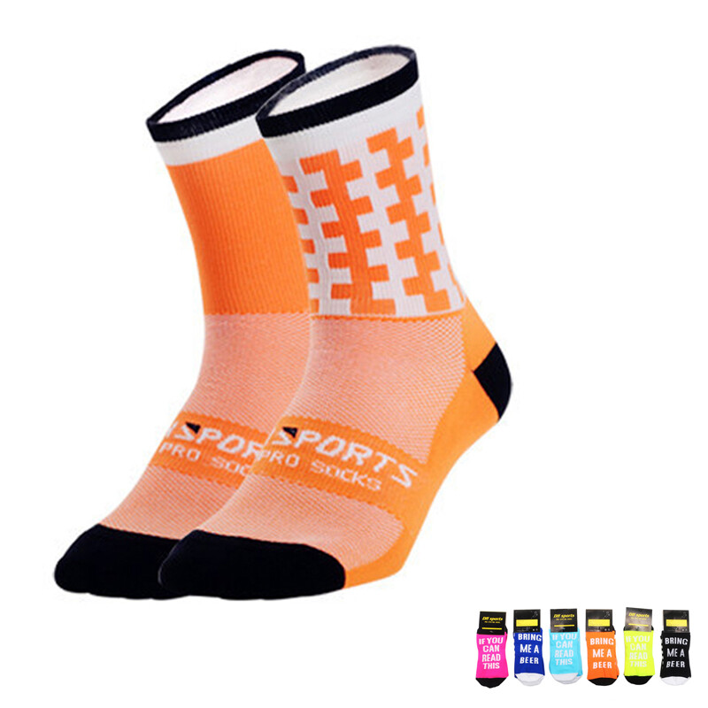 Pro Cycling Socks Men Women Riding Bicycle Sports Ankle Socks XC MTB BMX Orange
