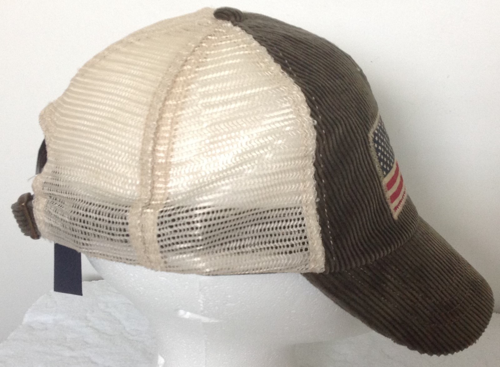 Polo Ralph Lauren Baseball Cap~Green Corduroy~American Flag~Mesh Back~NWT