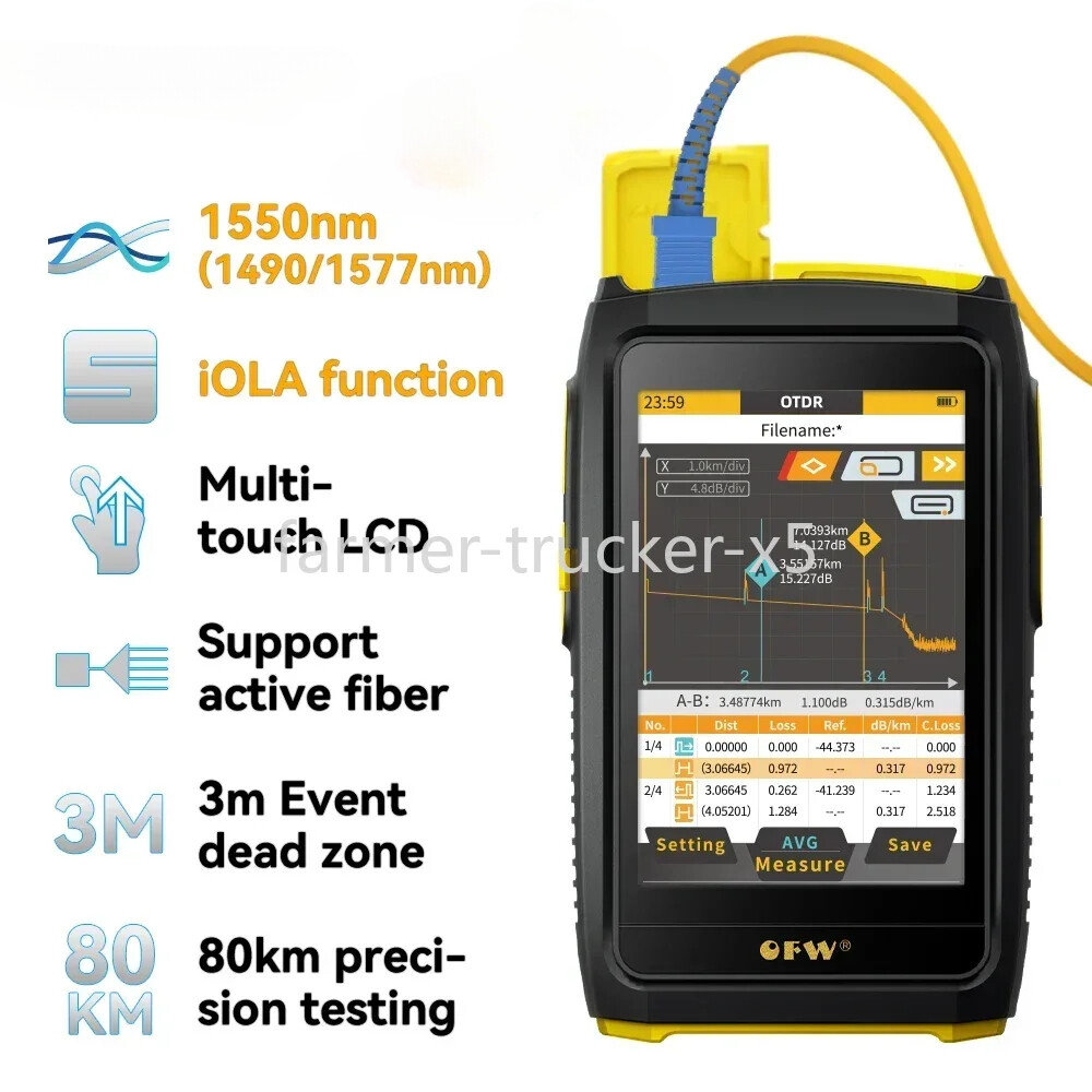 OTDR Active Fiber Live Test 1550nm 20dB Optical Fiber Reflectometer Touch Screen