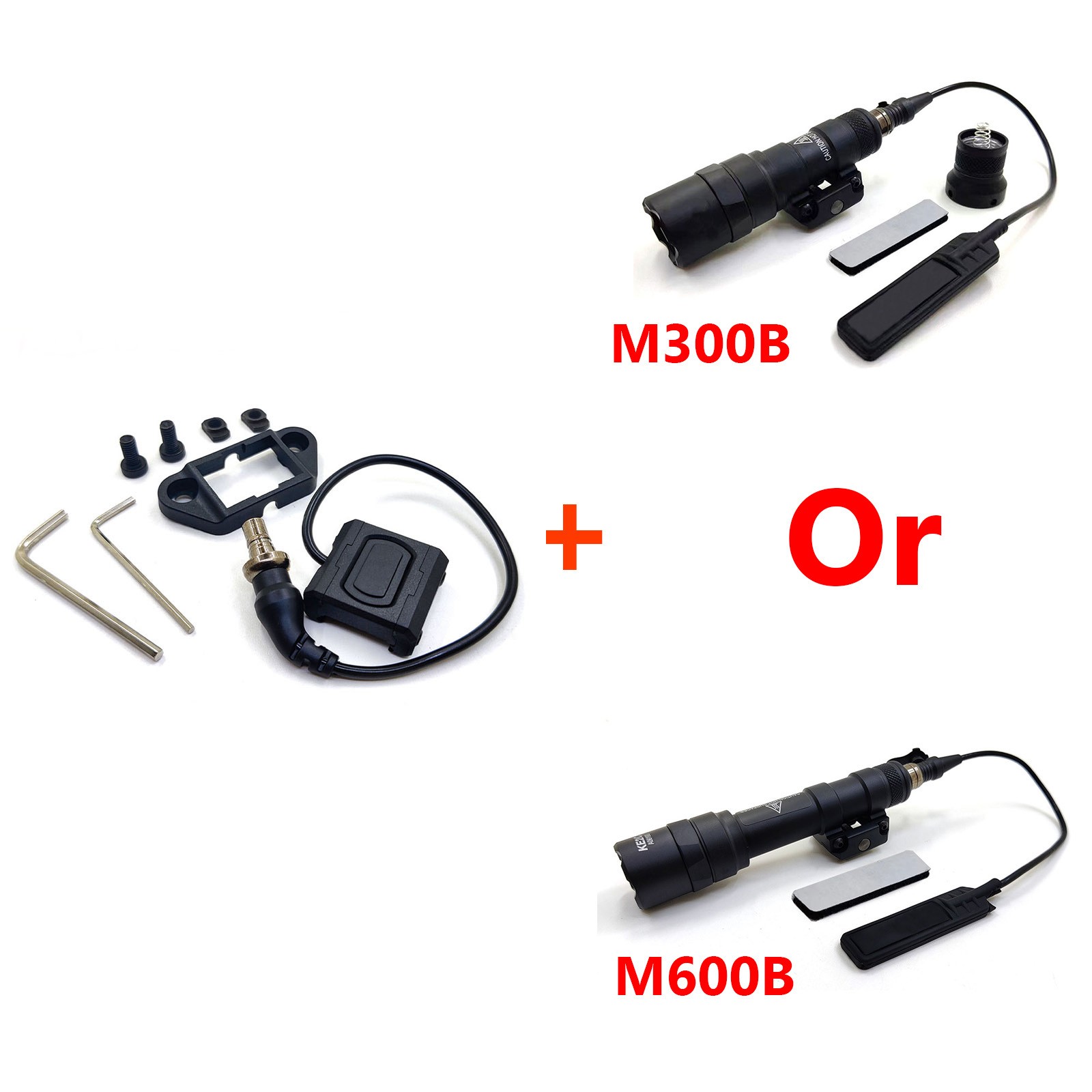 M300 M600 LED Weapon Light Rifle Flashlight For 20mm Pic Rail + Tactical Switch
