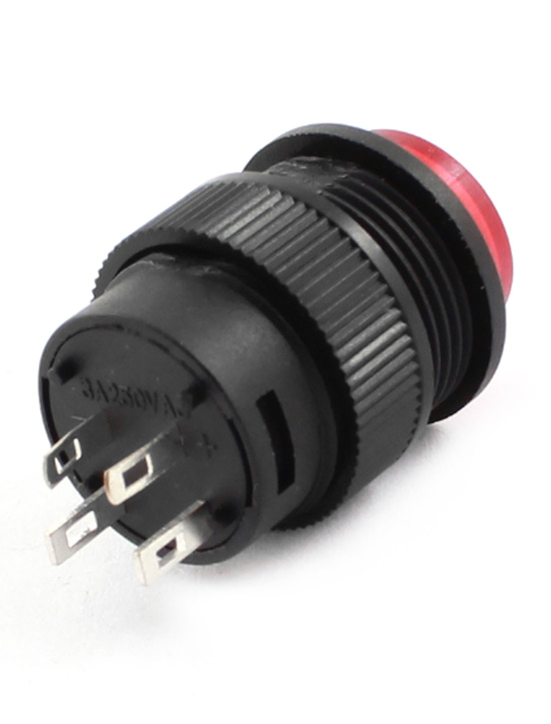 Red Light 4Pin Black Momentary Pushbutton Switch SPST AC250V 3A