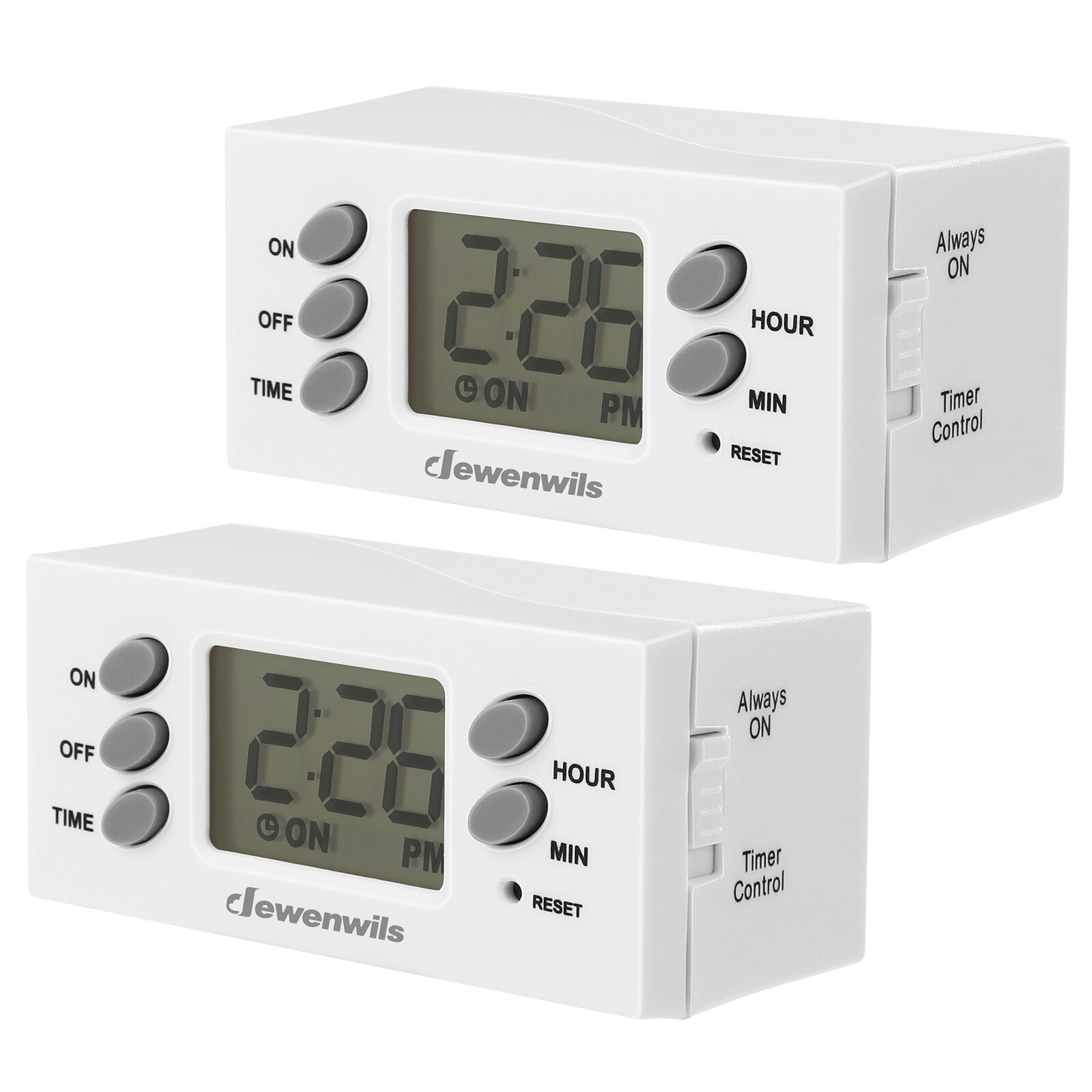 DEWENWILS 24-Hour Digital Timer Outlet, Indoor Plug in Outlet Timer 2 Pack