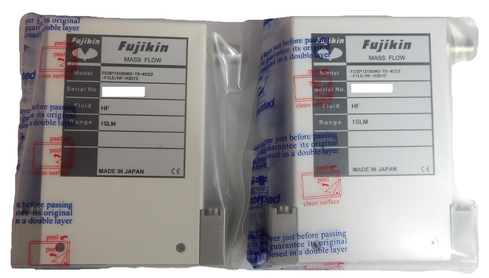 Fujikin FCSP7310DW2-T5-4CC2-F1LE/HF-H3D12 Mass Flow Controller MFC Lot of 2 New