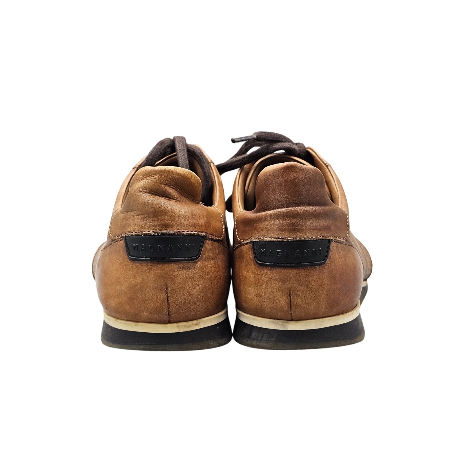 Magnanni Men's Size 8.5 M GUC Pueblo Brown Leather Lace Up Sneakers Shoes