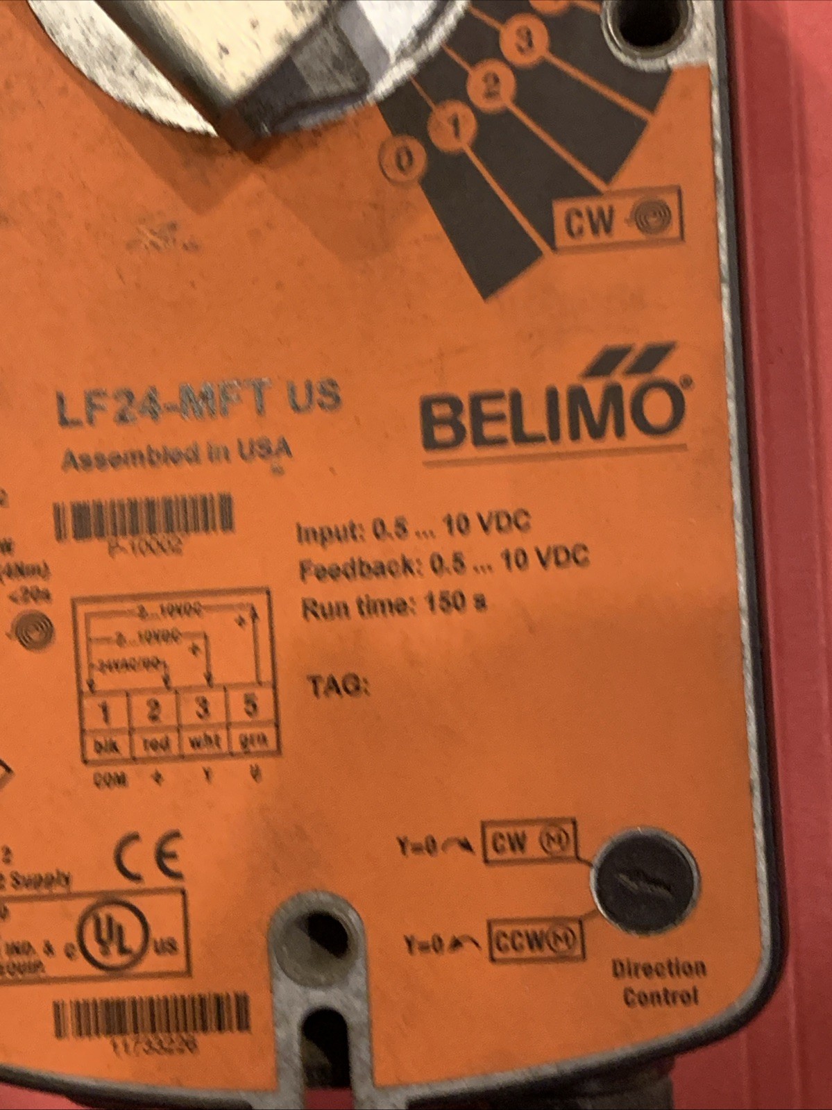 BELIMO LF24-MFT US LF24-MFTUS SPRING RETURN DAMPER ACTUATOR 24VDC USED
