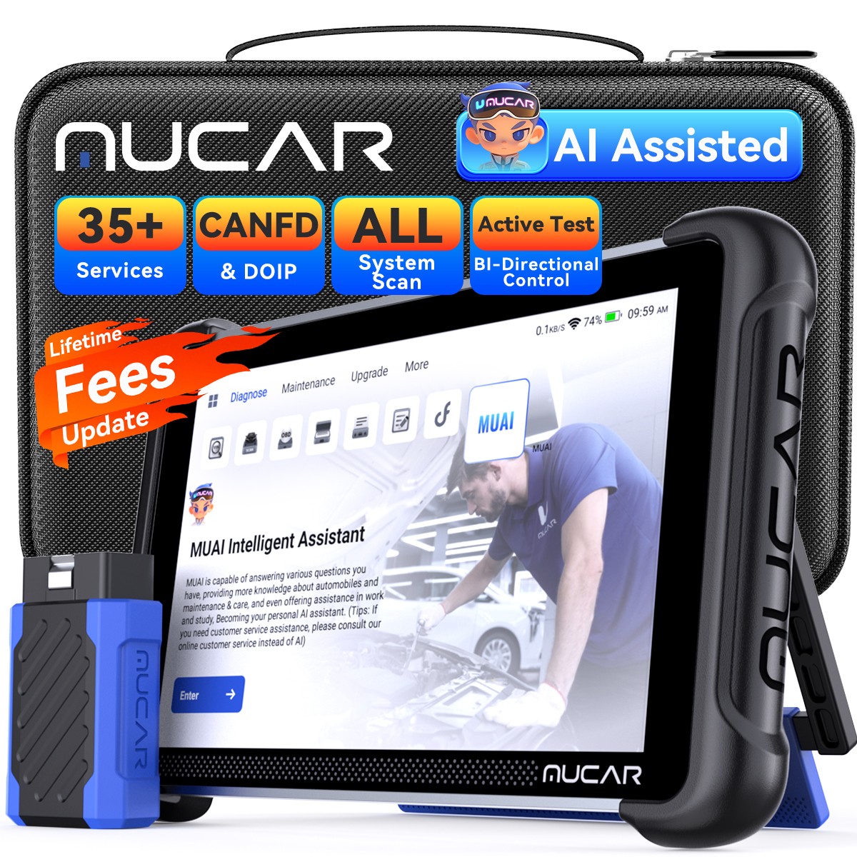 2026 Mucar 892BT AI Diagnostic Scanner Tool FCA Active Tests CANFD & DOIP