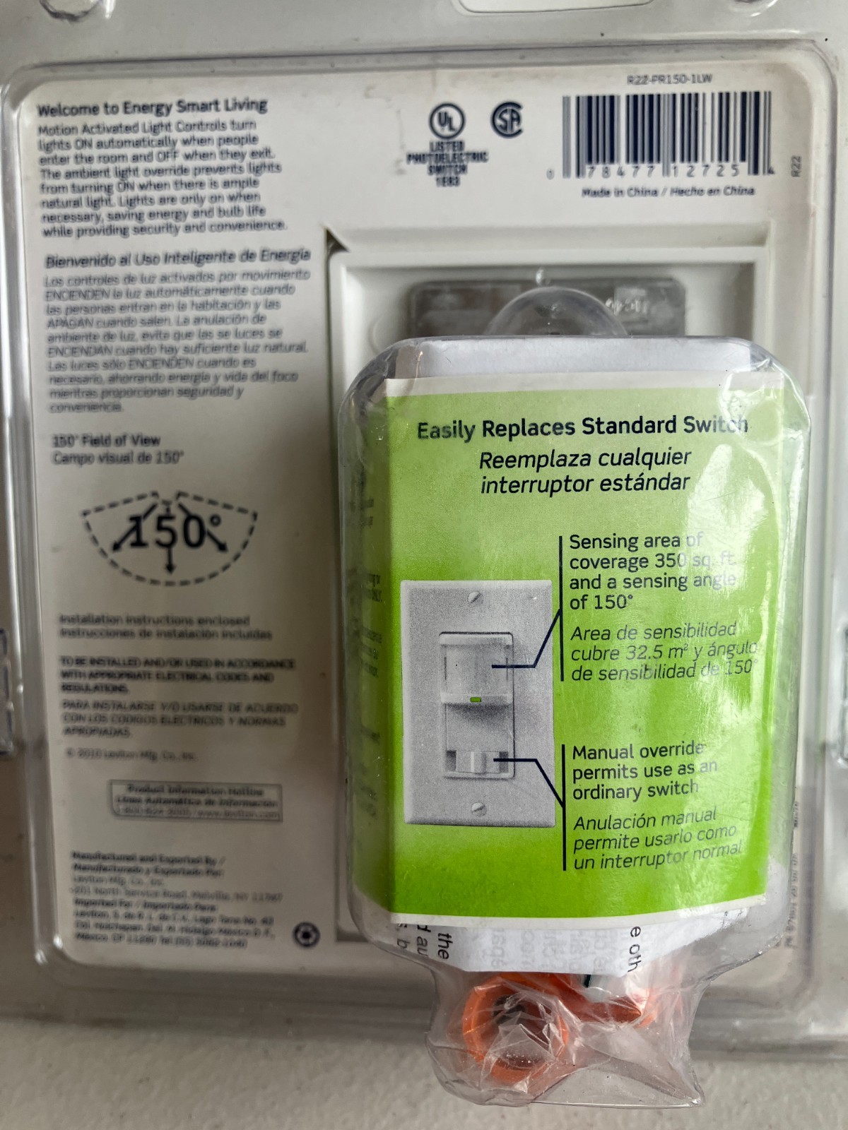 LEVITON DECORA R22-PR150-ILW MOTION ACTIVATED CONTROL