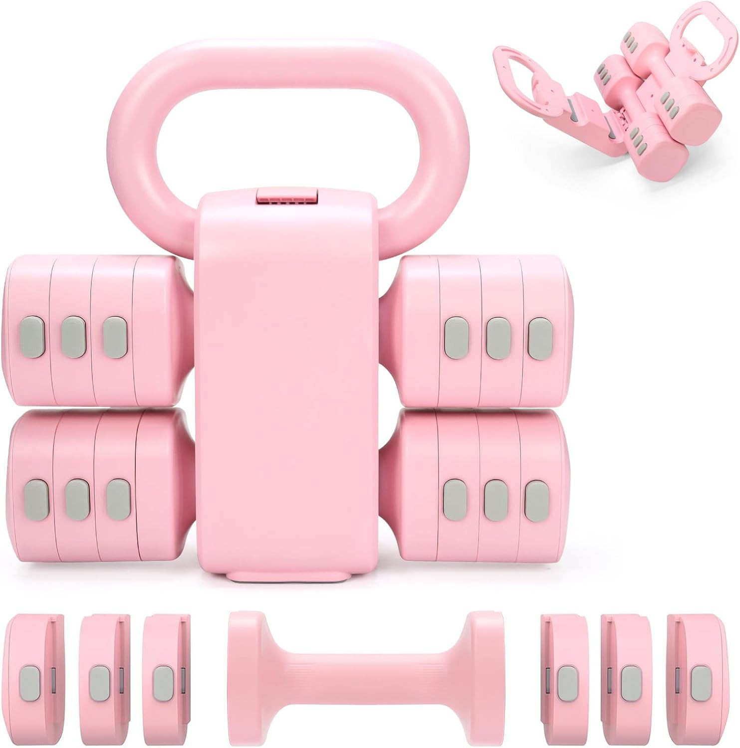 Adjustable 2-In-1 Convertible Kettlebell & Dumbbells Set, 4 in 1 Free Weights Du