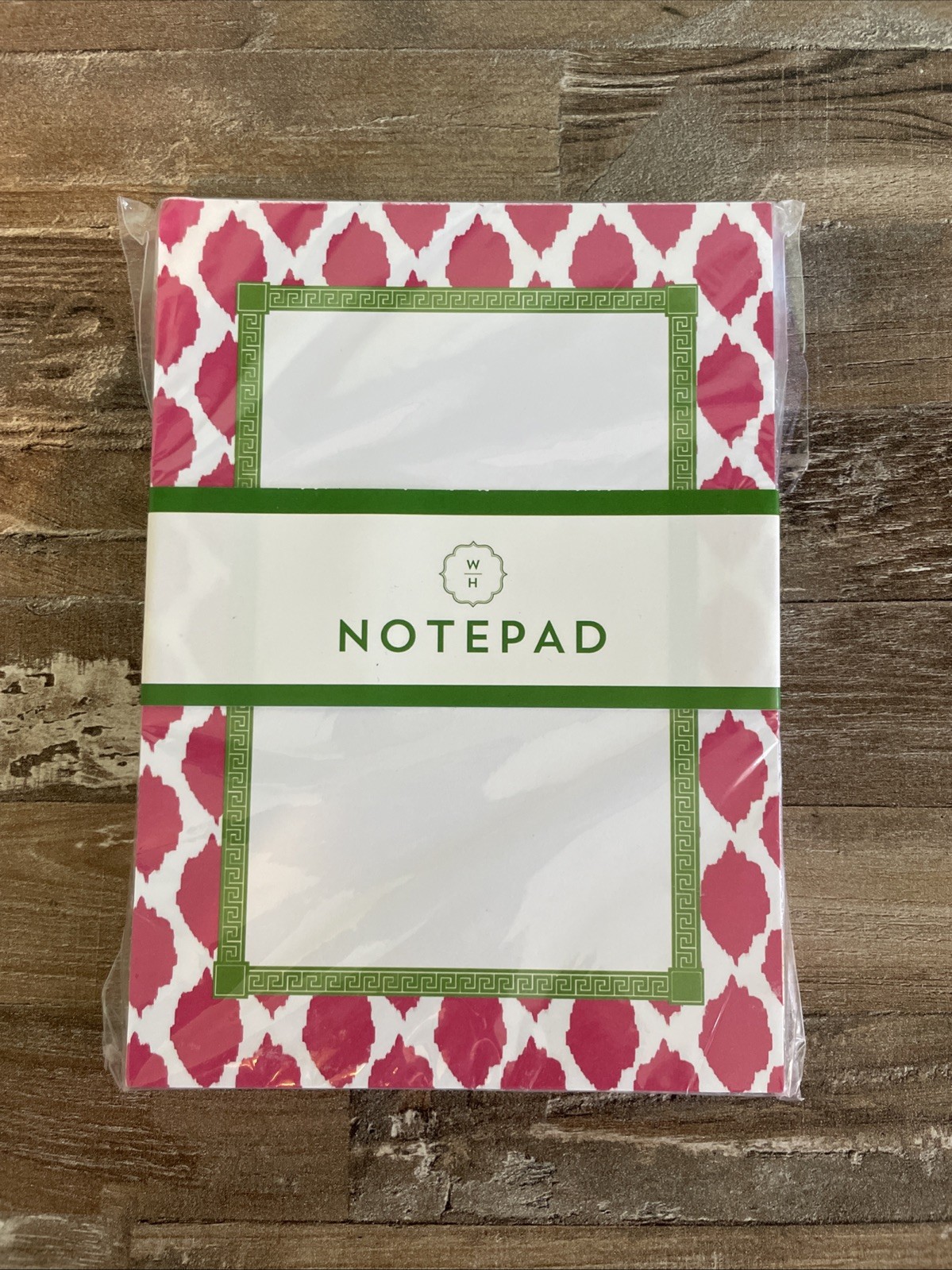 🔥BNIP:WH Hostess Social Stationery Classic Pink & Green 5x7 100 Sheet Notepad🔥