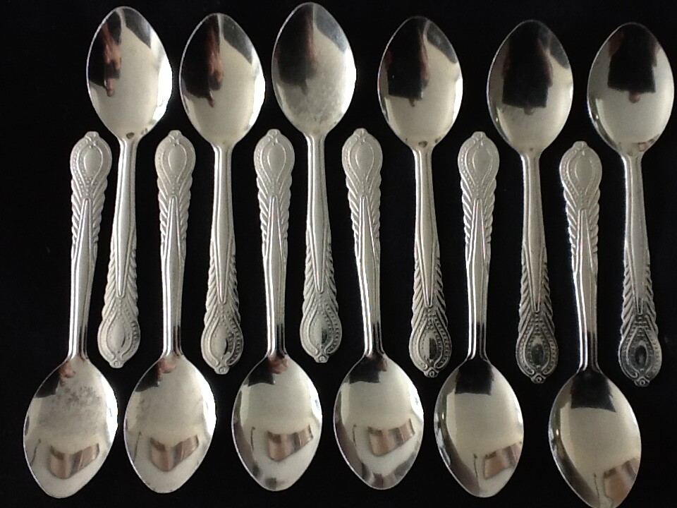 LOT of 12 Sugar Spoons Spoon Stainless Steel Tiny Small Doz 4 inch Restaurant