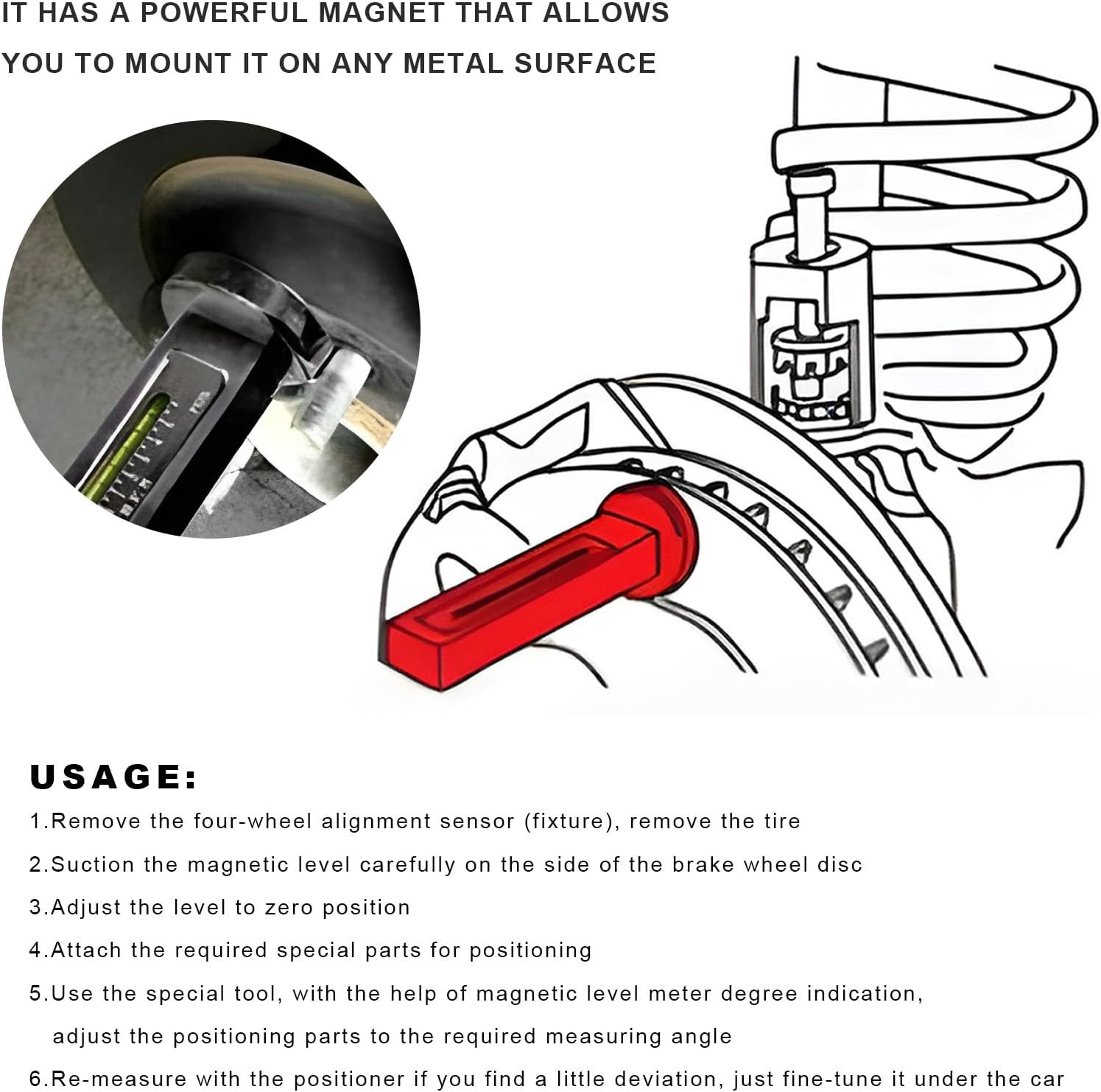 Adjustable Magnetic Gauge Tool, Wheel Camber Caster Pillar Alignment Tool