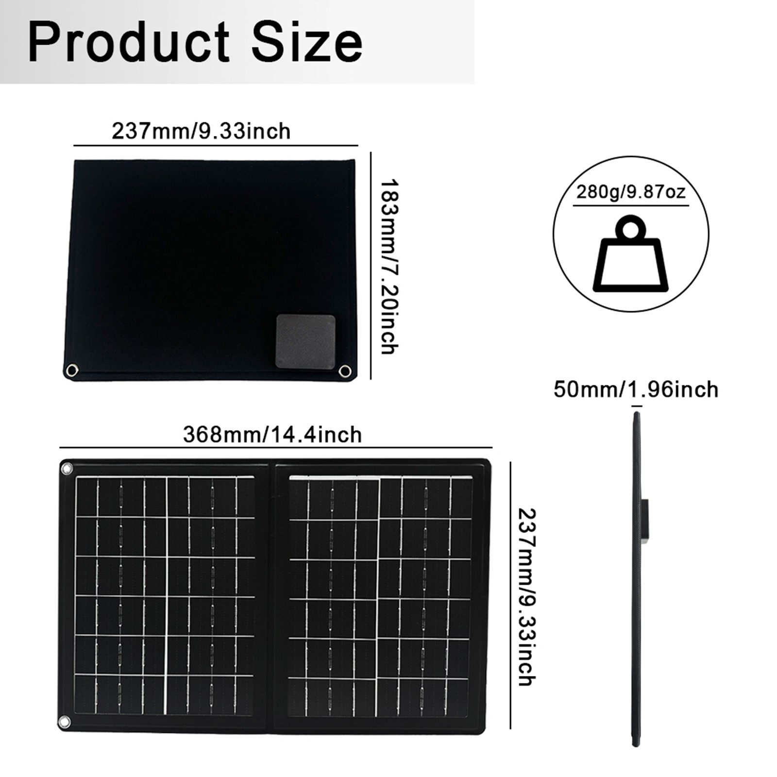 40W Folding Solar Panel USB 5V Output Waterproof Portable Solar Charger