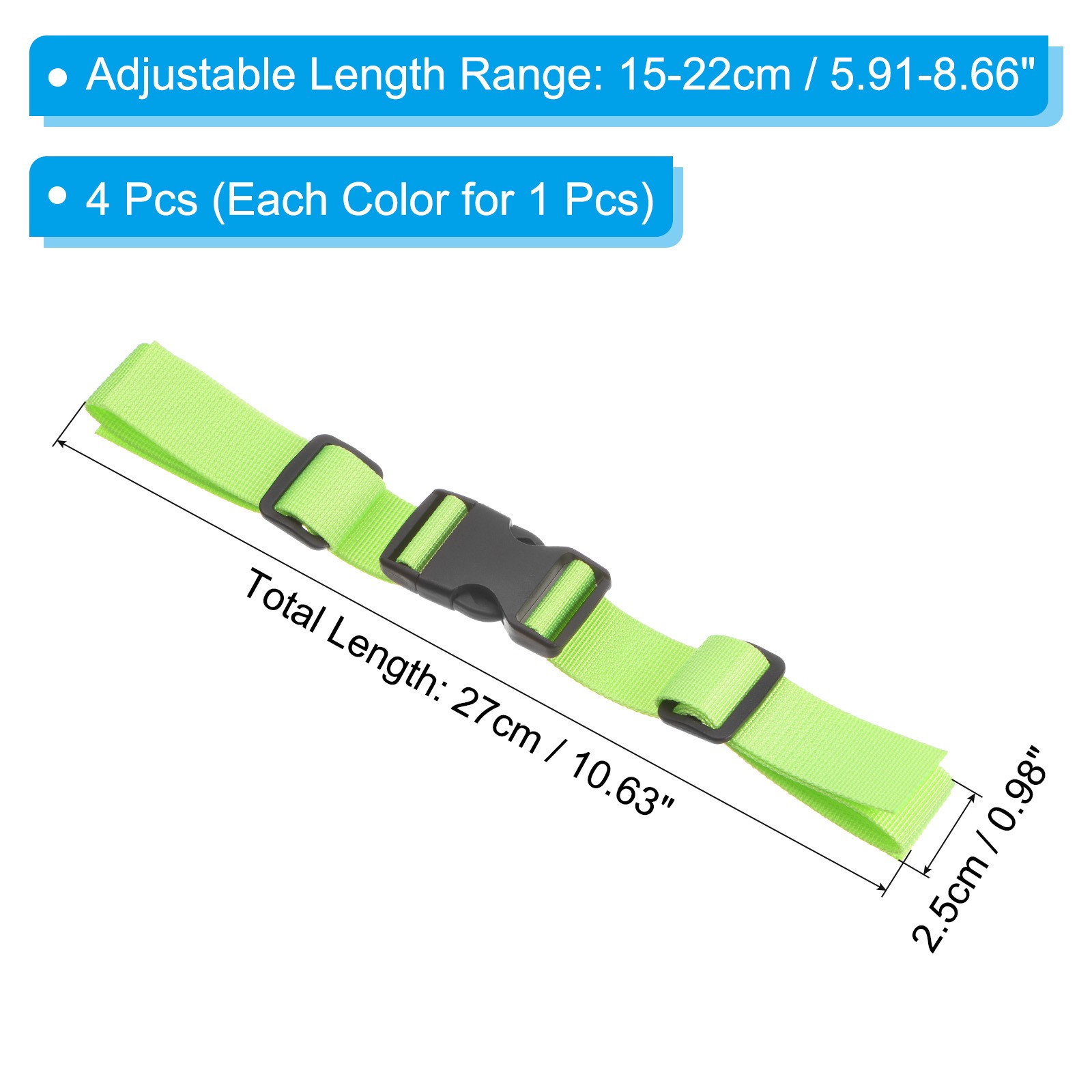 Backpack Chest Strap Set, 4 Pcs Strap with Quick-Release Buckle, Multicolored