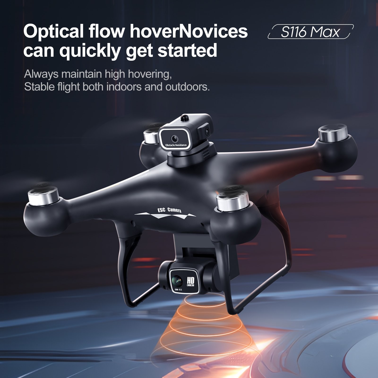 S116 GPS Drone with Screen Controller, Two-Batteries, Brushless Motor, Altitude