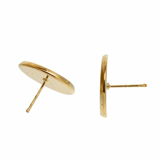 10 pcs. Gold Plated Earring Posts Studs Settings Bezels Cabochons Tacks- 18mm