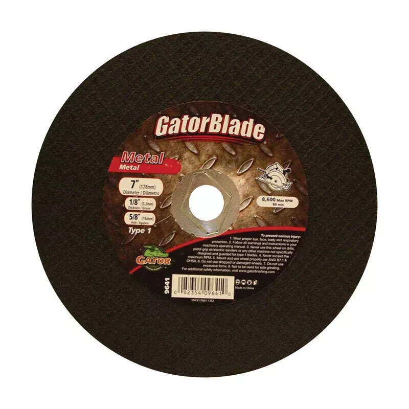 Gator 9641 Reinforced Type 1 Metal Cut-Off Blade 7 Dia. x 1/8 in. SHIPS FREE !!