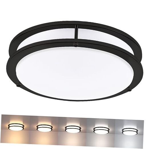 Flush Mount Ceiling Light, 13 Inch LED Ceiling Light 13 inch - 1 Pack Black