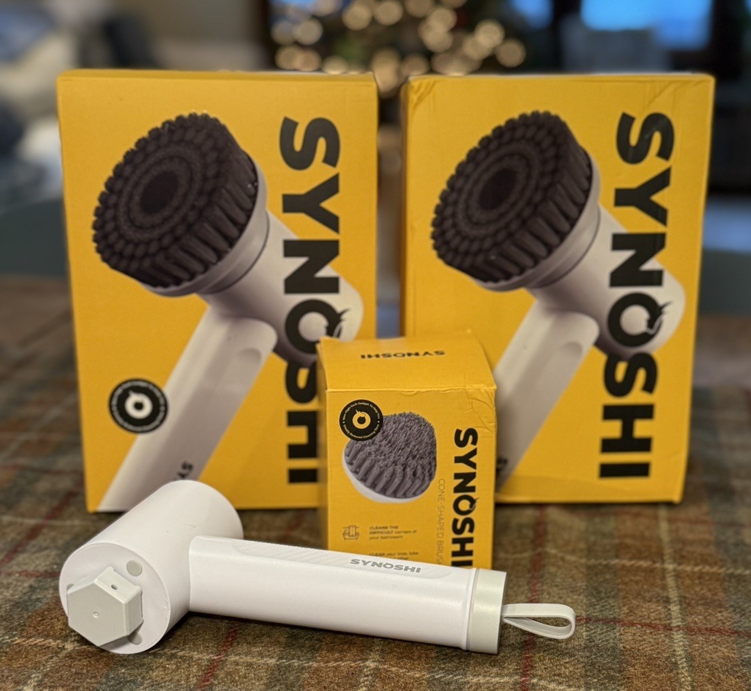 3 Synoshi Power Spin Scrubber Cleaning Brushes w/ Box of 2 Cone Brushes
