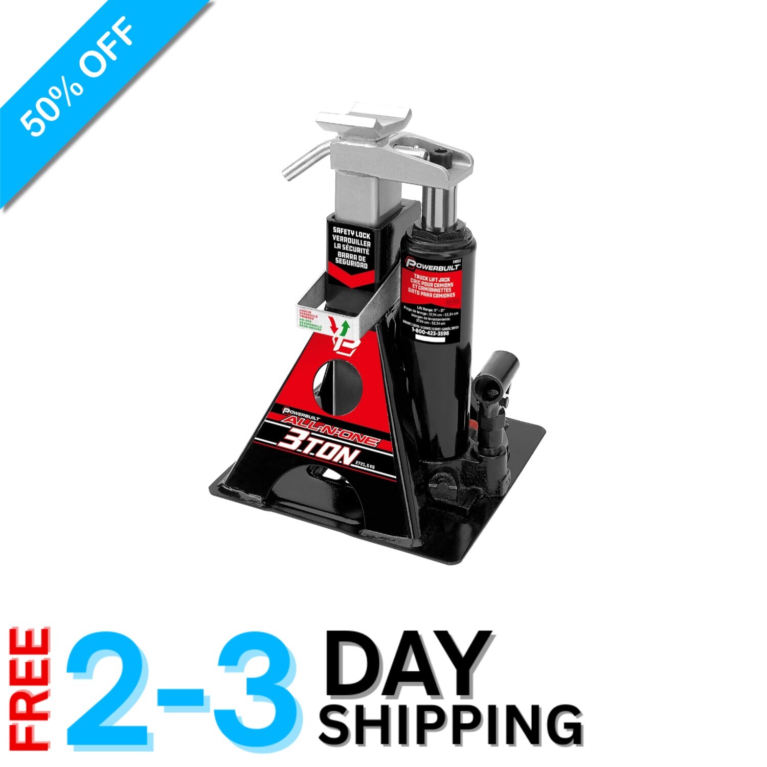 3 Ton Heavy-Duty Bottle Jack & Stand - All-in-One Car Lift for Trucks